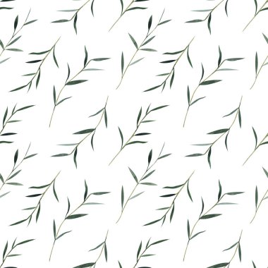 Bahçedeki yeşillik desenli elle suluboya çizilmiş.. 