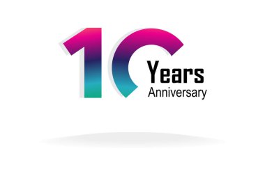 10. Yıldönümü Logo Şablonu Tasarım İllüstrasyonu