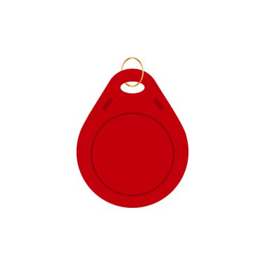 Kırmızı elektronik dahili telefon anahtarı beyaz arkaplanda izole edildi. Erişim kontrol anahtarı.