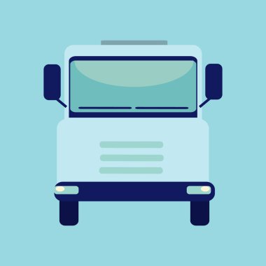 Mavi kamyon ikonu. Çizgi film vektör illüstrasyonu.