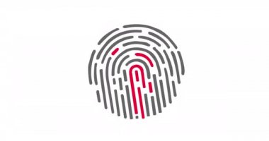 Kimlik erişimine dokun. Kırmızı parmak izi sensörü. Şeffaf arkaplanda kimlik simgesine dokun. Siber güvenlik unsuru sembolü. Kimlik sensörü. Erişim biyometrik tarafından onaylandı.