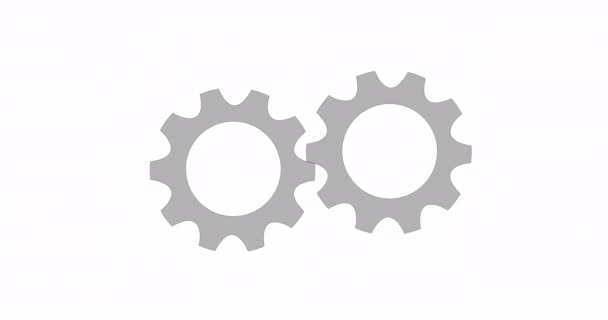 Two Grey Metal Spinning Gears Animation Transparent Background Spinning Cogwheels — Stock Video