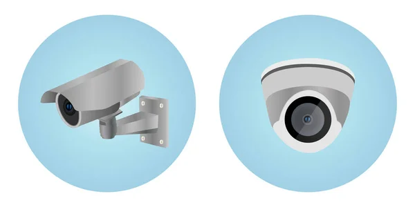 Kuppel Und Kugelfang Kameras Drahtlose Kamera Videoüberwachung — Stockvektor