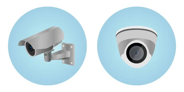 Cámaras Cúpula Cctv Bala Cámara Inalámbrica Videovigilancia — Vector de stock