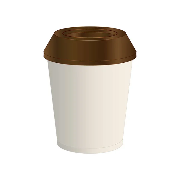 白い蓋付きのモックアップが付いたコーヒーカップ 紙コップのデザインテンプレート — ストックベクタ