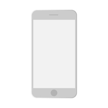 Boş ekran ile akıllı telefon modeli. Beyaz arkaplanda izole edilmiş telefon ve görüntüde kopya alanı. 