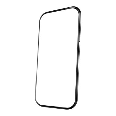 Boş ekran ile akıllı telefon modeli. Beyaz arkaplanda izole edilmiş telefon ve görüntüde kopya alanı. 