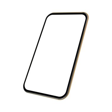 Boş ekran ile akıllı telefon modeli. Beyaz arkaplanda izole edilmiş telefon ve görüntüde kopya alanı. 