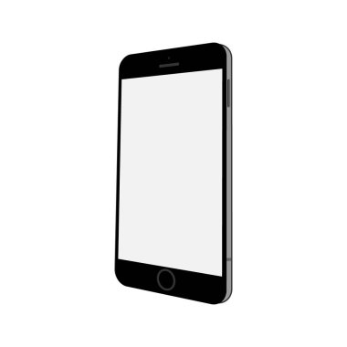 Boş ekran ile akıllı telefon modeli. Beyaz arkaplanda izole edilmiş telefon ve görüntüde kopya alanı. 