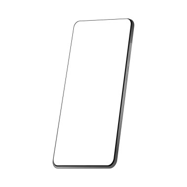 Boş ekranlı gerçekçi bir akıllı telefon modeli. Telefon beyaz arkaplanda izole edilmiş ve görüntüde kopya alanı var. Uygulama için modern cihaz, web sitesi reklamı. UI, UX tasarımı. Vektör illüstrasyonu.
