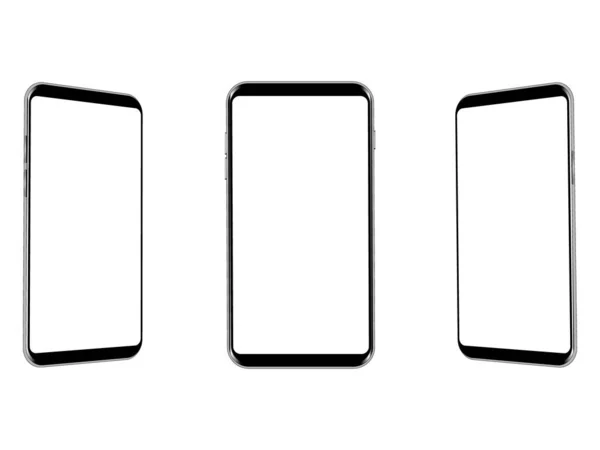 Akıllı Telefon Model Perspektif Seti Boş Ekranlı Telefonlar Ekranda Kopyalama — Stok Vektör