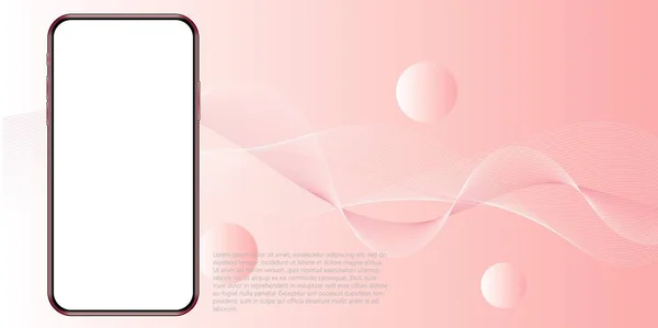 Mockup Smartphone Con Schermo Nero Sfondo Astratto Rosa Crema Concetto — Vettoriale Stock