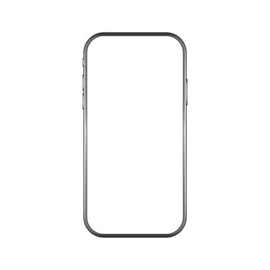 Boş ekranlı gerçekçi bir akıllı telefon modeli. Telefon beyaz arkaplanda izole edilmiş ve görüntüde kopya alanı var. Uygulama için modern cihaz, web sitesi reklamı. UI, UX tasarımı. Vektör illüstrasyonu.