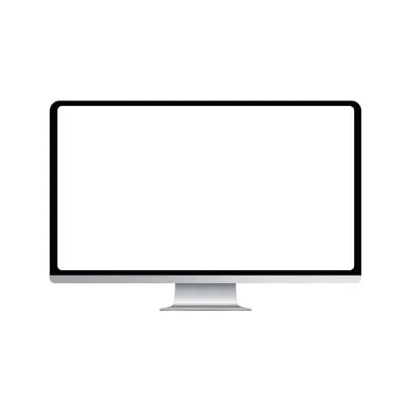 Gerçekçi Bir Bilgisayar Modeli Beyaz Arkaplanda Beyaz Ekran Ile Izole — Stok Vektör