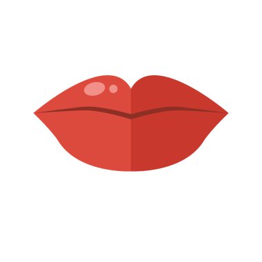Dudak çizimi beyaz arkaplanda izole edilmiş. Kırmızı ruj. Vektör bölmesi. Kadın ağzı.