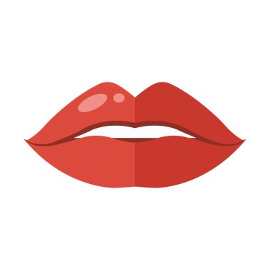 Dudak çizimi beyaz arkaplanda izole edilmiş. Kırmızı ruj. Vektör bölmesi. Kadın ağzı.