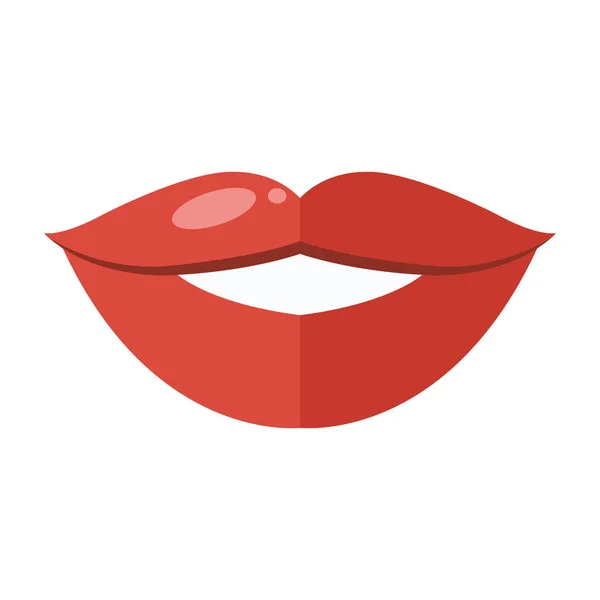 白い背景に描かれた唇のイラスト 赤い口紅だ ベクトルベイ — ストックベクタ