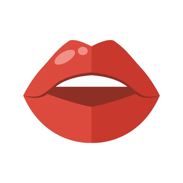 Illustrazione Delle Labbra Isolata Sfondo Bianco Rossetto Rosso Baia Vettoriale — Vettoriale Stock