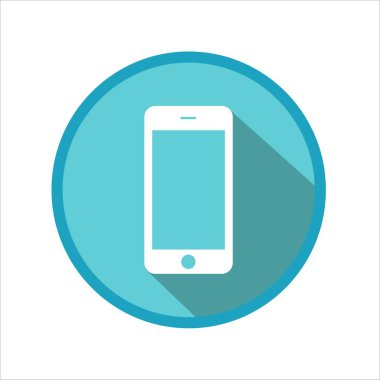 Beyaz arkaplanda mavi akıllı telefon simgesi izole edildi. Vektör simgesi.