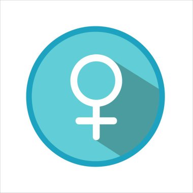 Kadın ikonu. Mavi vektör kadın işareti beyaz arkaplanda izole edildi.