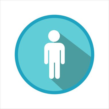 Mavi adam ikonu. Beyaz arkaplanda erkek sembolü izole edildi.