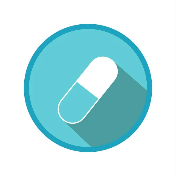 蓝色药丸图标孤立在白色背景 医药符号 — 图库矢量图片