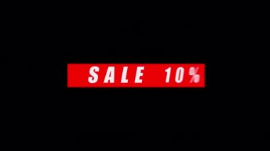 Şeffaf arkaplanda animasyon pankartı. Modern indirim videosu. Yüzde 10-90 indirim..