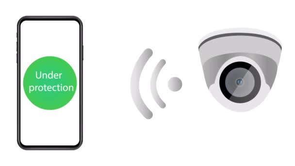 Concept Vidéosurveillance Accès Distance Caméra Depuis Smartphone Animation Vidéo — Video