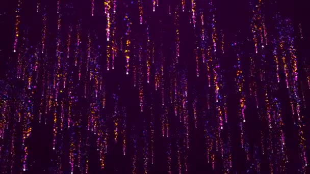 Partículas Móveis Coloridas Fundo Roxo Fundo Animado Neutro Abstrato Confetti — Vídeo de Stock