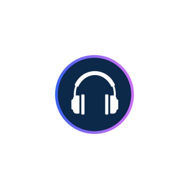 Kulaklık ikonu. Mavi kulaklık beyaz arka planda izole edilmiş. Müzik kulaklıkları logosu.