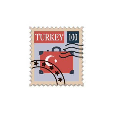Anceled posta pulu. Zarfa yapıştırmak için vektör işareti çizimi. Türkiye.