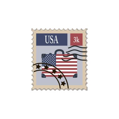 Anceled posta pulu. Zarfa yapıştırmak için vektör işareti çizimi. ABD.