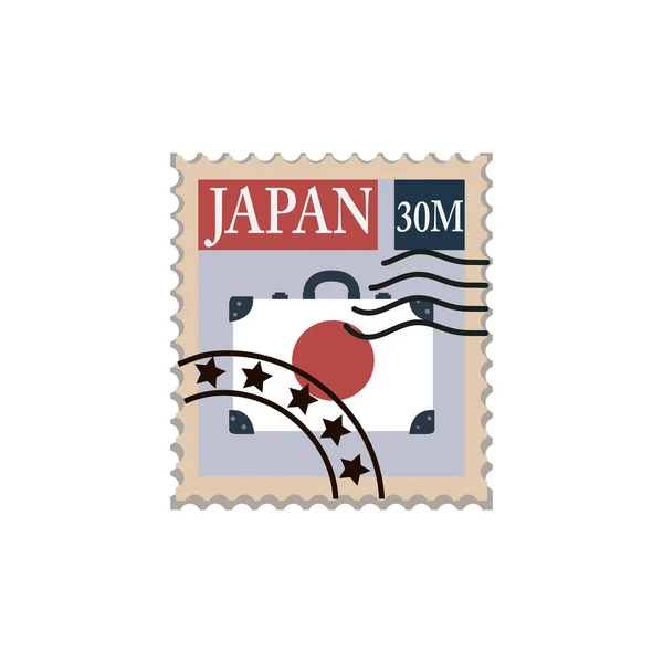 Carimbo Postal Ancelado Ilustração Marca Vetorial Para Colar Envelope Japão —  Vetores de Stock