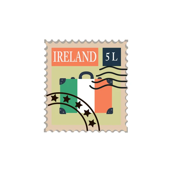 Pecsétes Postai Bélyegző Vektorjel Illusztráció Ragasztáshoz Borítékon Írország — Stock Vector