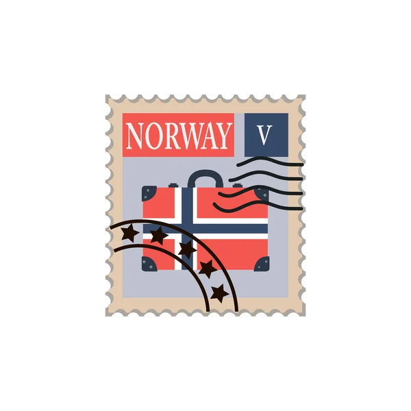 Carimbo Postal Ancelado Ilustração Marca Vetorial Para Colar Envelope Noruega — Vetor de Stock