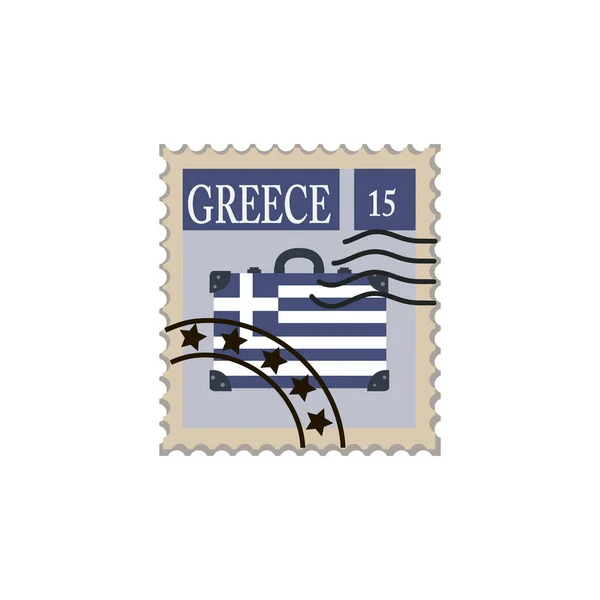 Carimbo Postal Ancelado Ilustração Marca Vetorial Para Colar Envelope Grécia —  Vetores de Stock