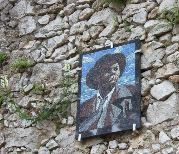 Maxim Gorky-Rus yazarın mozaik portresi. Capri Adası, İtalya