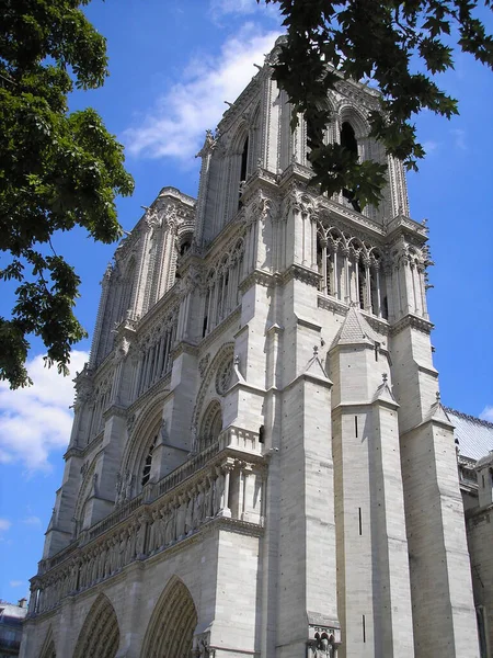 Güneşli bir günde Notre-Dame de Paris Katedrali manzarası, Paris, Fransa