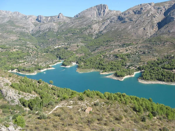 view of the blue mountain lake. Guadlest. Spain