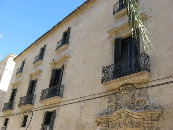 Old building on a street in Alicante. Spain