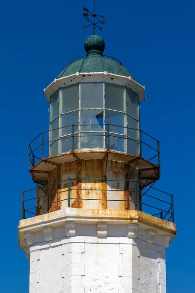 Tempo Que Passa Sobre Console Abandonado Farol Mykonos Greece Dia — Fotografia de Stock