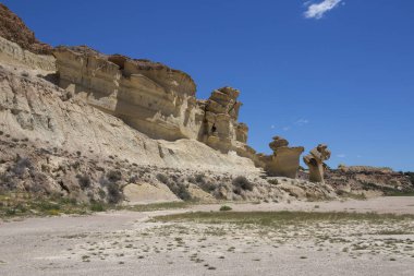 Bolnuevo, Mazarron, Murcia, İspanya 'daki erozyon tarafından üretilen kaprisli formların fantastik görüntüsü,