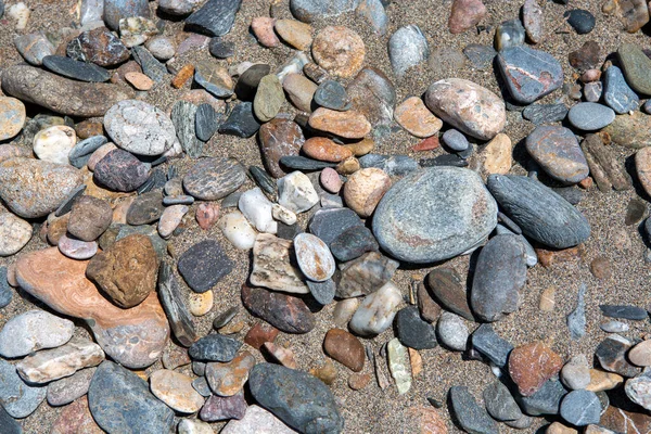 Κορυφαία Άποψη Της Παραλίας Πέτρες Και Άμμο Φόντο Υφή Έννοια — Φωτογραφία Αρχείου