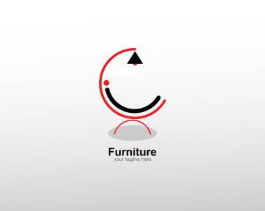 Sanat çizgileri olan soyut mobilya logosu. Modern şablonlar. Şirket ve grafik tasarımı için basit ve benzersiz. Sandalye, lamba, masa, gardırop ikonu.