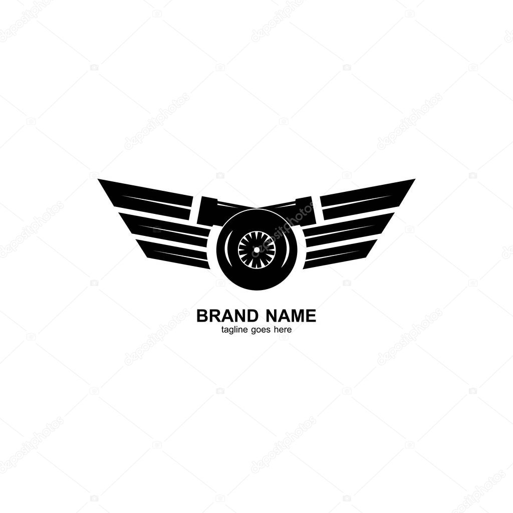 simple and elegant turbo logo design,with a combination of flaying wings
