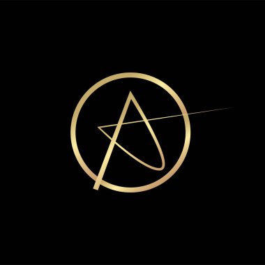 Altın desenli, yıldız şeklinde bir logo ilhamı. Siyah arka plan. vektör illüstrasyonu