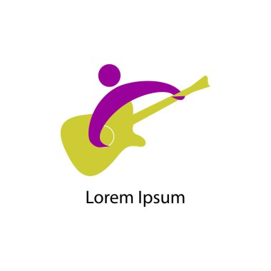 Modern gitar logosu. Basit modern düz tasarım. illüstrasyon vektörü