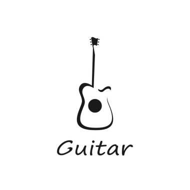 Çizgi sanatı ile modern gitar logolarına ilham vermek. vektör