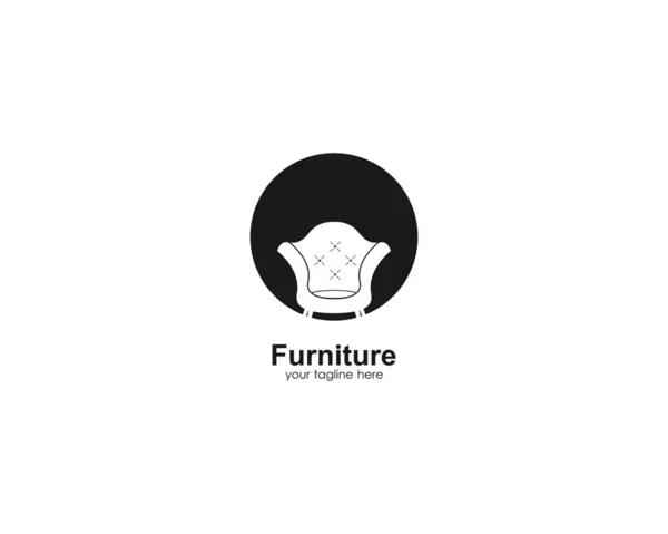Inspiração Logotipo Mobília Cor Branca Design Ícone Cadeira Com Círculo —  Vetores de Stock