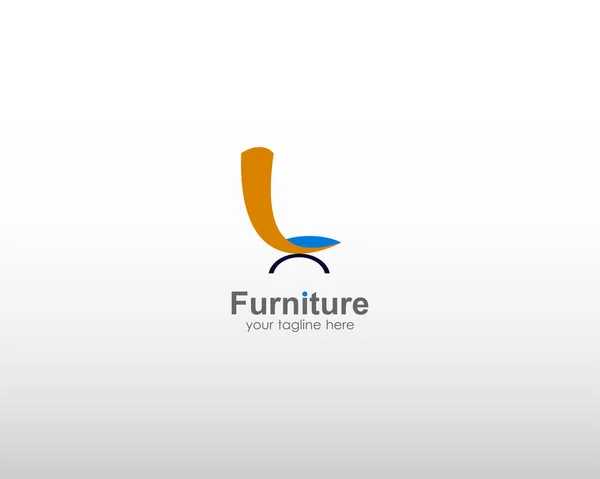 Abstrakcyjne Logo Mebli Pomarańczowy Kolor Krzesło Ikona Projektu Białe Tło — Wektor stockowy